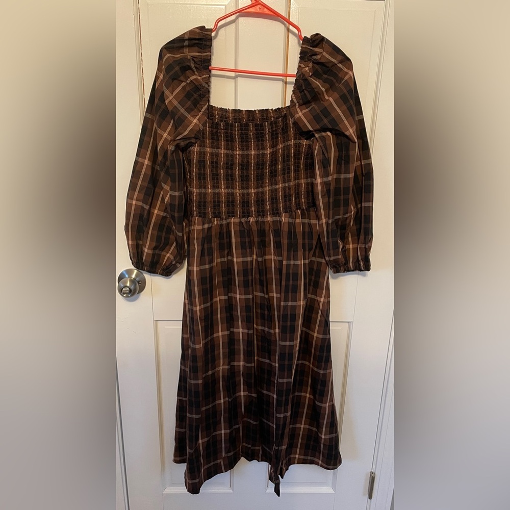 J.Crew Smocked Puff-sleeve Dress in Friday Plaid - Picture 5 of 7